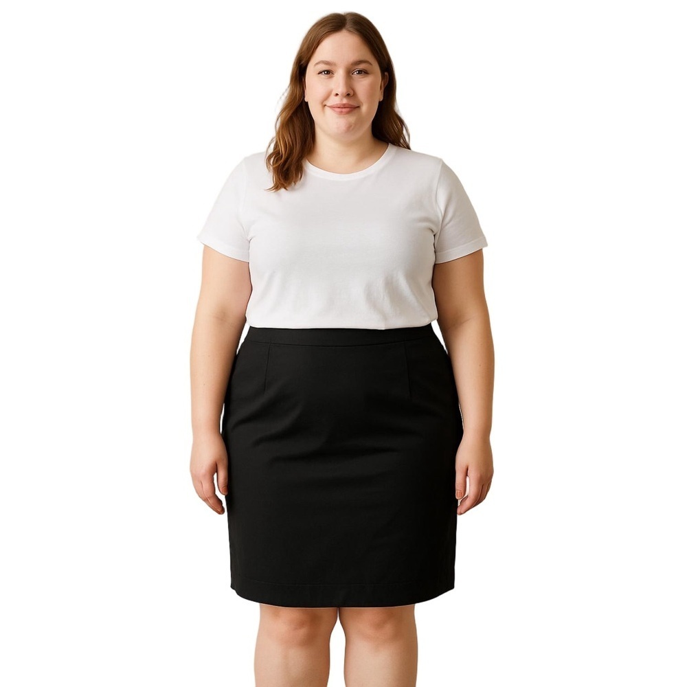 Contemporaine Simons Knee Length Pencil Skirt Black 14 - Stretch Cotton Lined